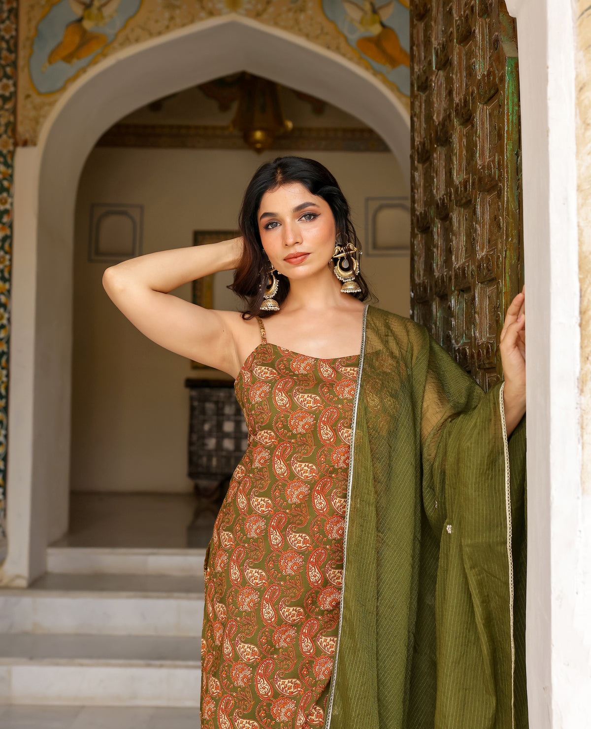 Harini Green Printed Cotton Suit Set