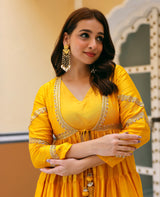 Husnara Mustard Chanderi Coord Set