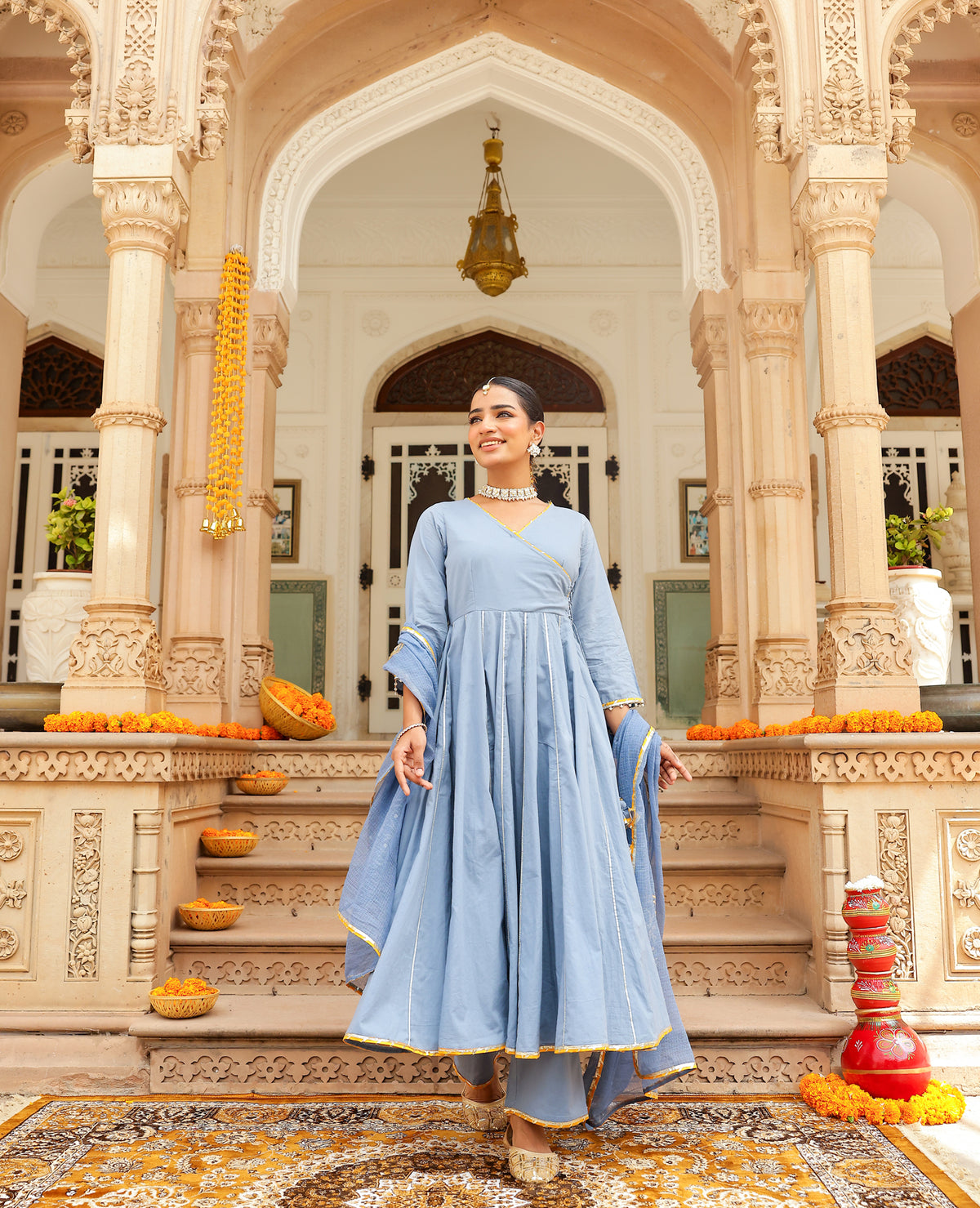 Rukh Blue Cotton Suit Set
