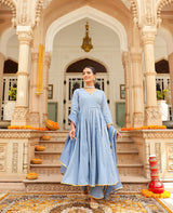 Rukh Blue Cotton Suit Set