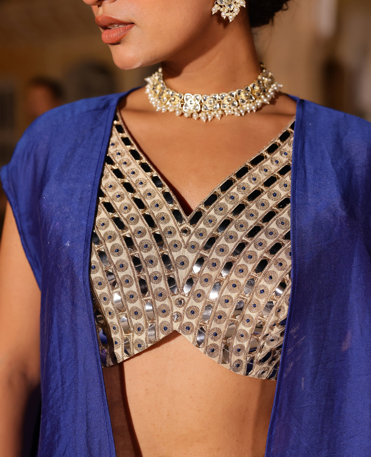 Sheesha Blue Chanderi Coord Set