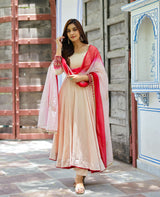 Hasta Beige Chanderi Suit Set