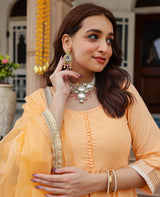 Sera Peach Cotton Suit Set