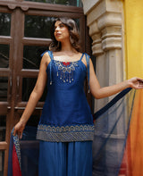 Aaria Blue Chanderi Suit Set