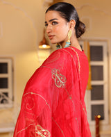 Kasturi Red Chanderi Suit Set