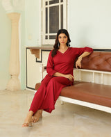 Veda Wine Rayon Coord Set