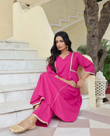 Sitara Pink Cotton Kurta Set