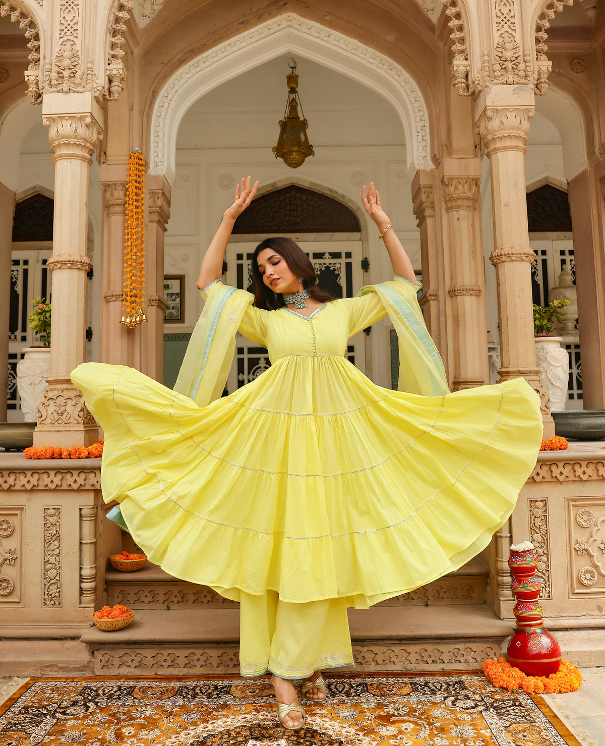Butter Yellow Cotton Suit Set