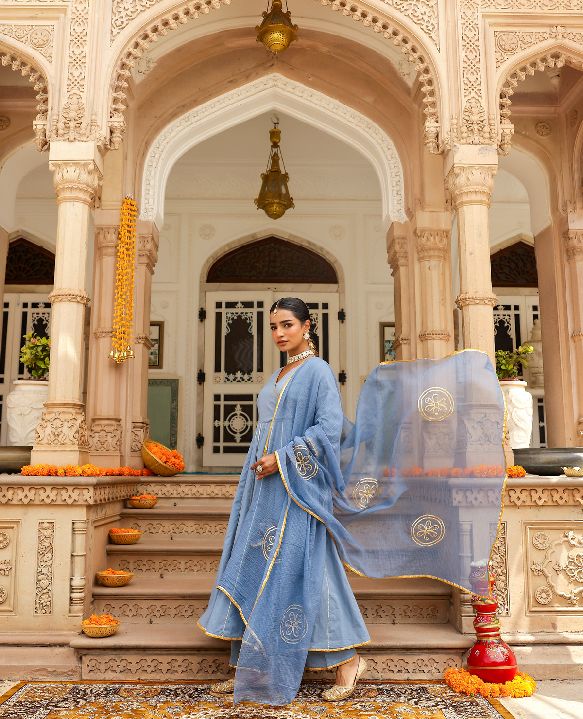 Rukh Blue Cotton Suit Set