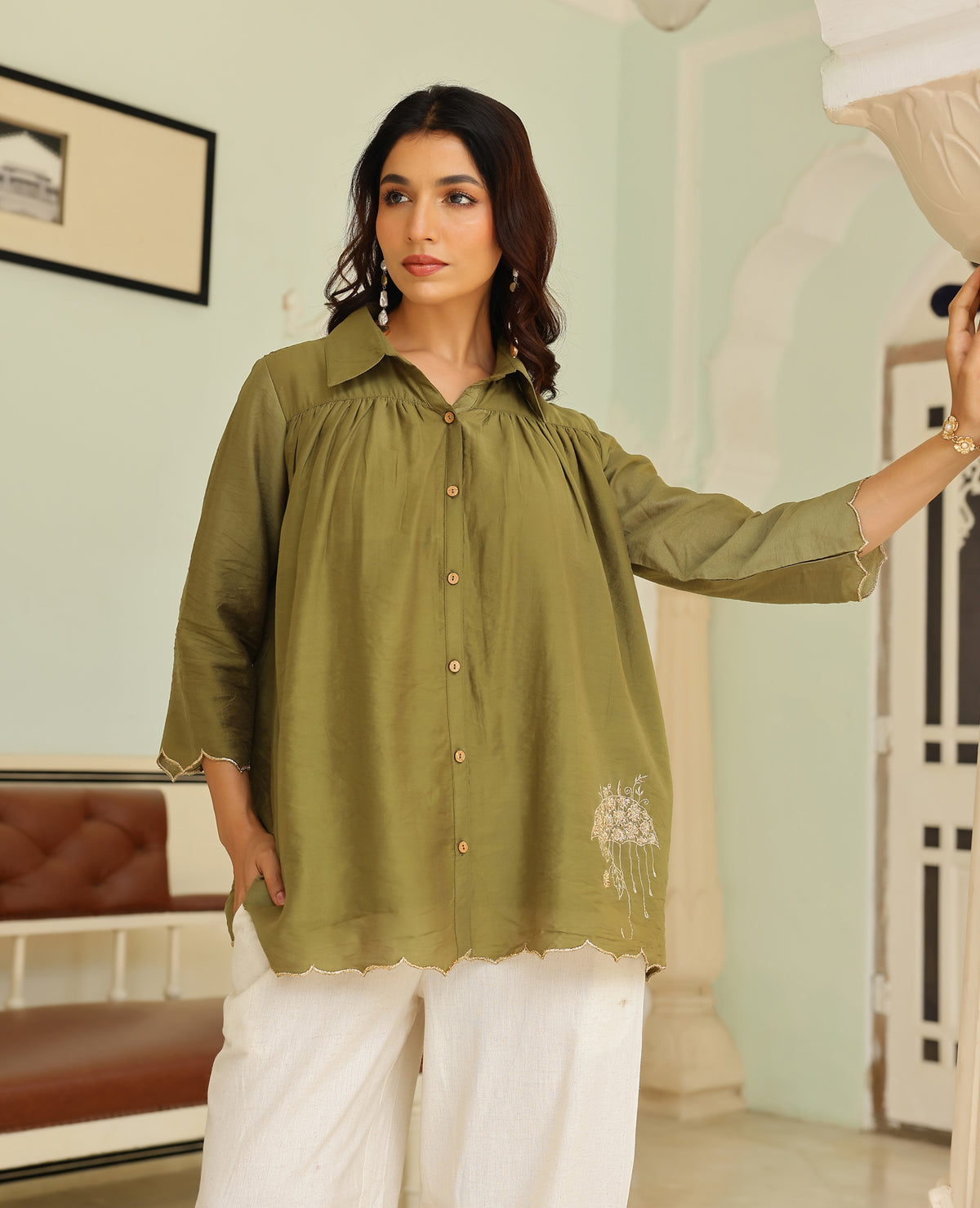 Amoli Green Chanderi Coord Set