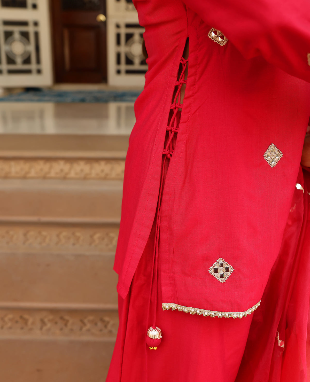 Kiran Pink Chanderi Suit Set