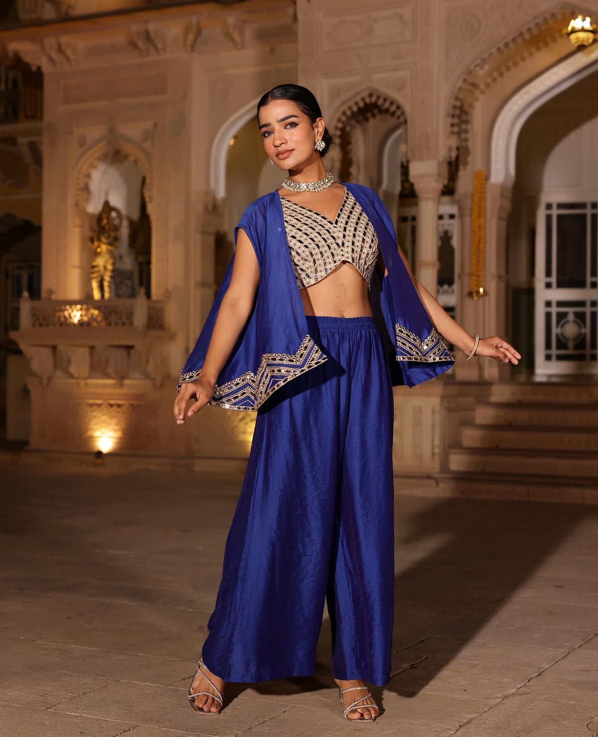 Sheesha Blue Chanderi Coord Set