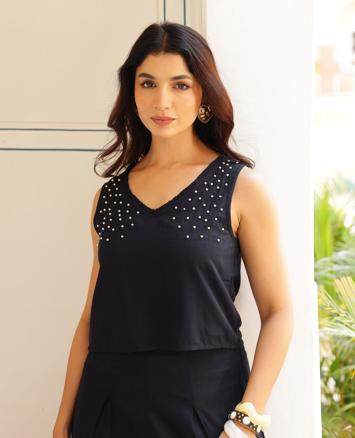 Tara Black Rayon Coord Set