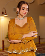 Madhavi Mustard Tissue Lehenga Set