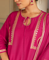 Nazakat Pink Chanderi Suit Set