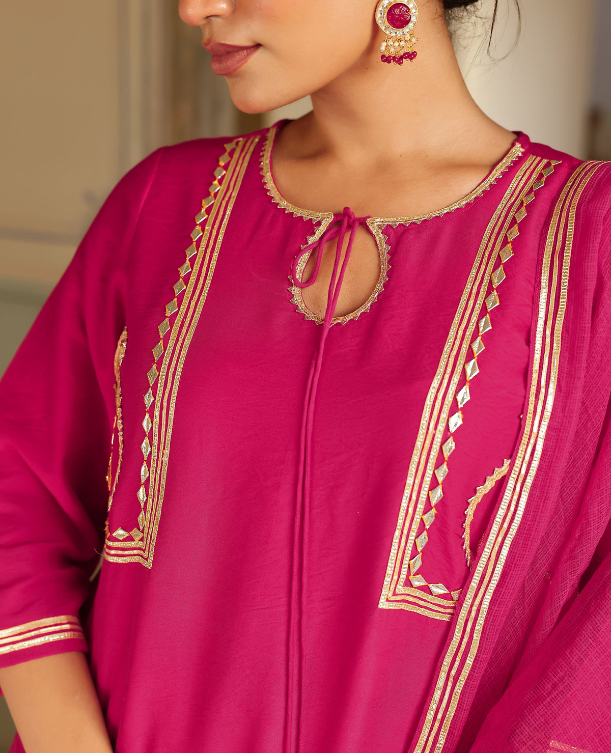 Nazakat Pink Chanderi Suit Set