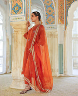 Sajda Burnt Orange Chanderi Suit Set