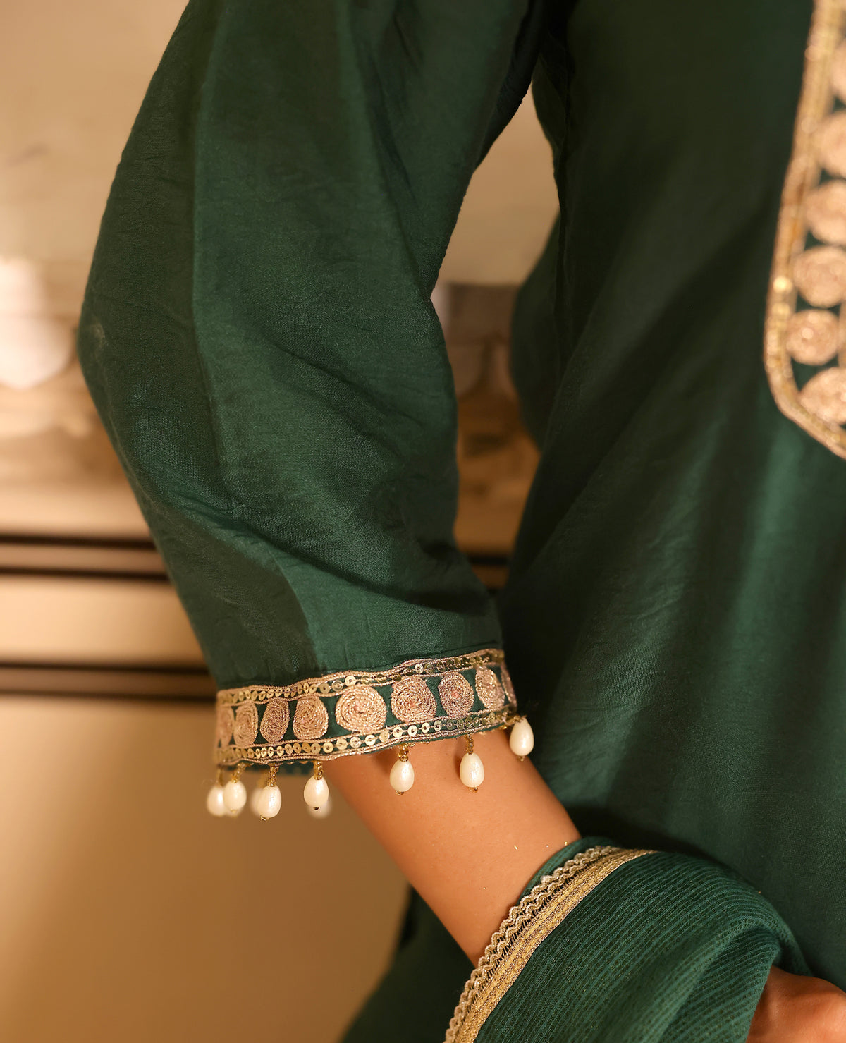 Manjari Green Chanderi Suit Set
