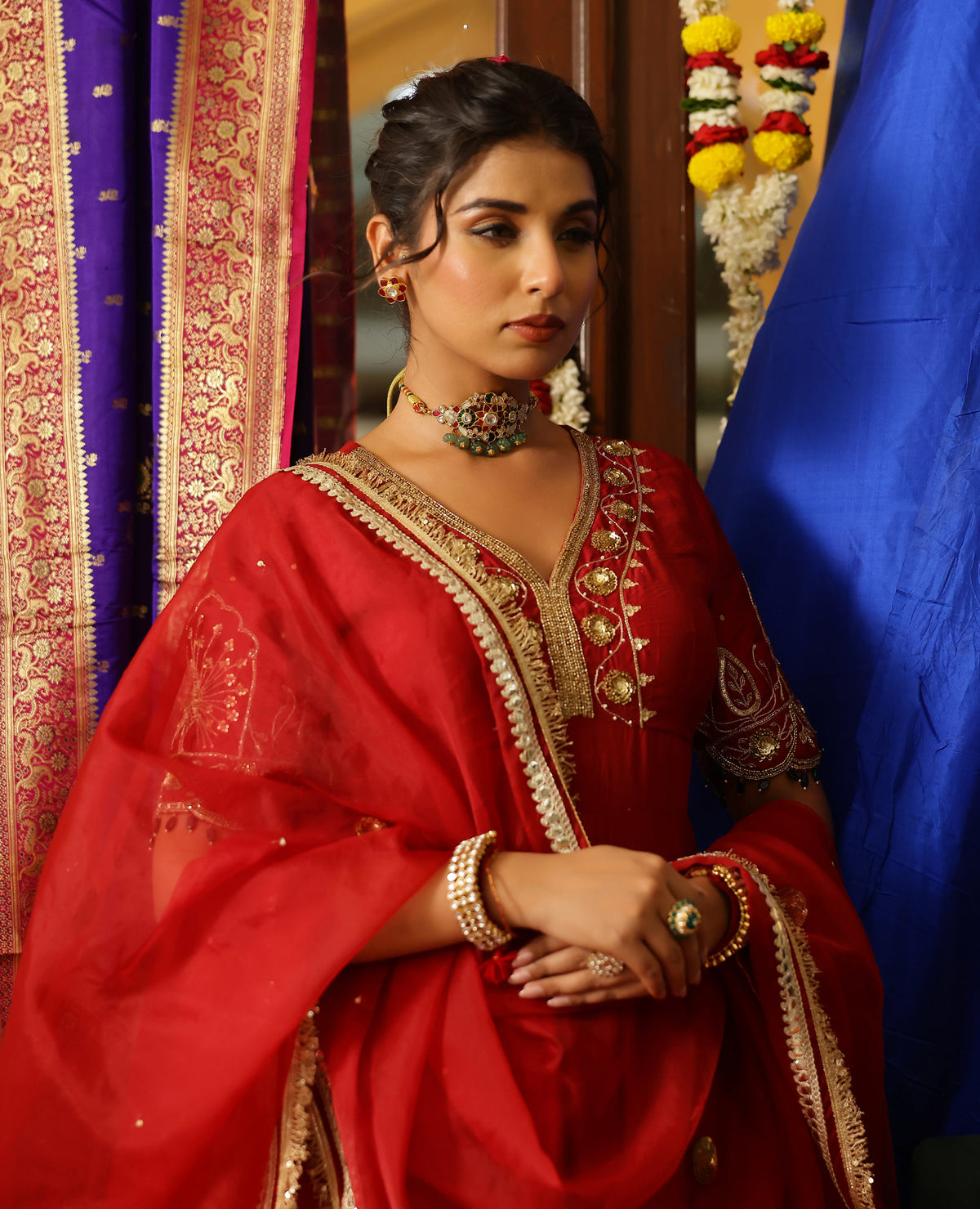 Vasudha Maroon Chanderi Suit Set