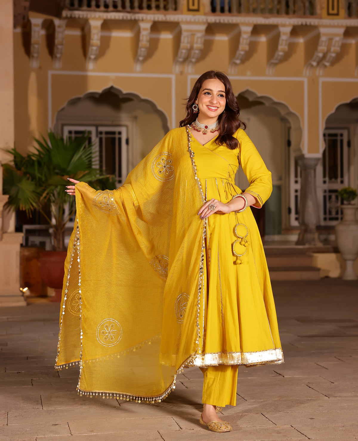 Kanak Yellow Cotton Suit Set
