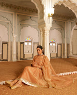 Avika Peach Tissue Suit Set