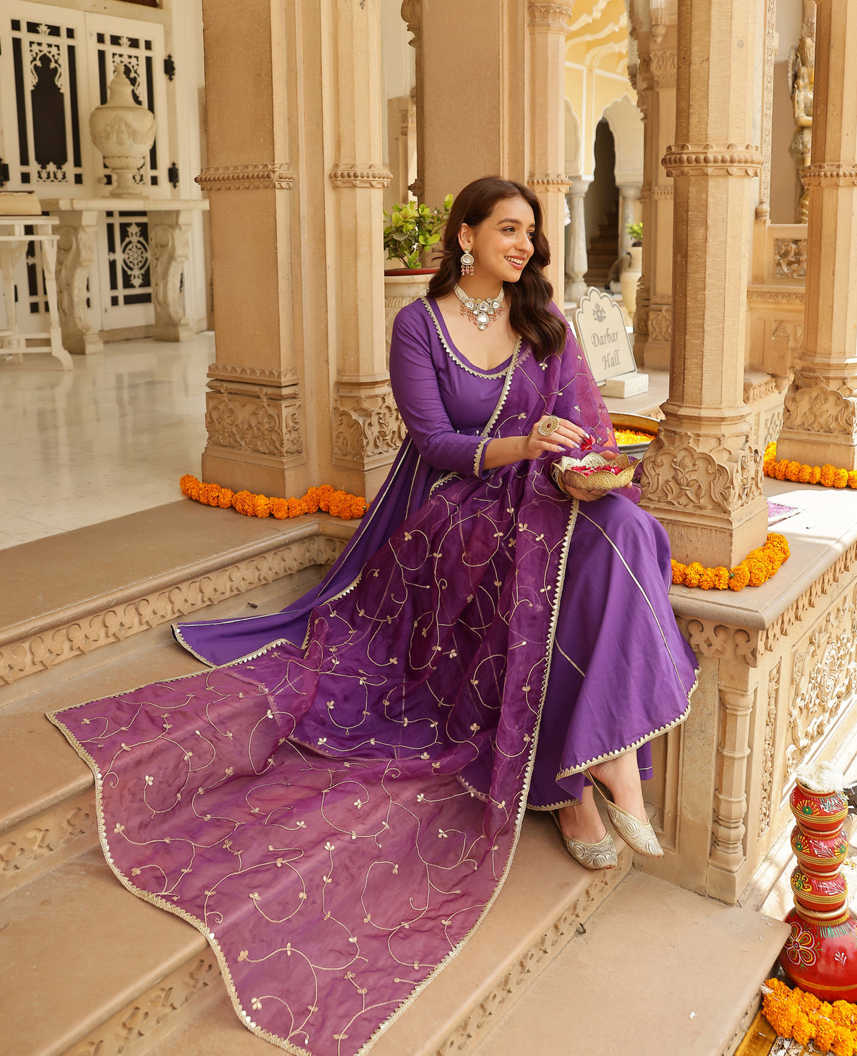 Iris Purple Cotton Suit Set