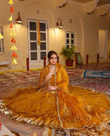 Madhavi Mustard Tissue Lehenga Set