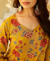 Abha Mustard Printed Cotton Suit Set