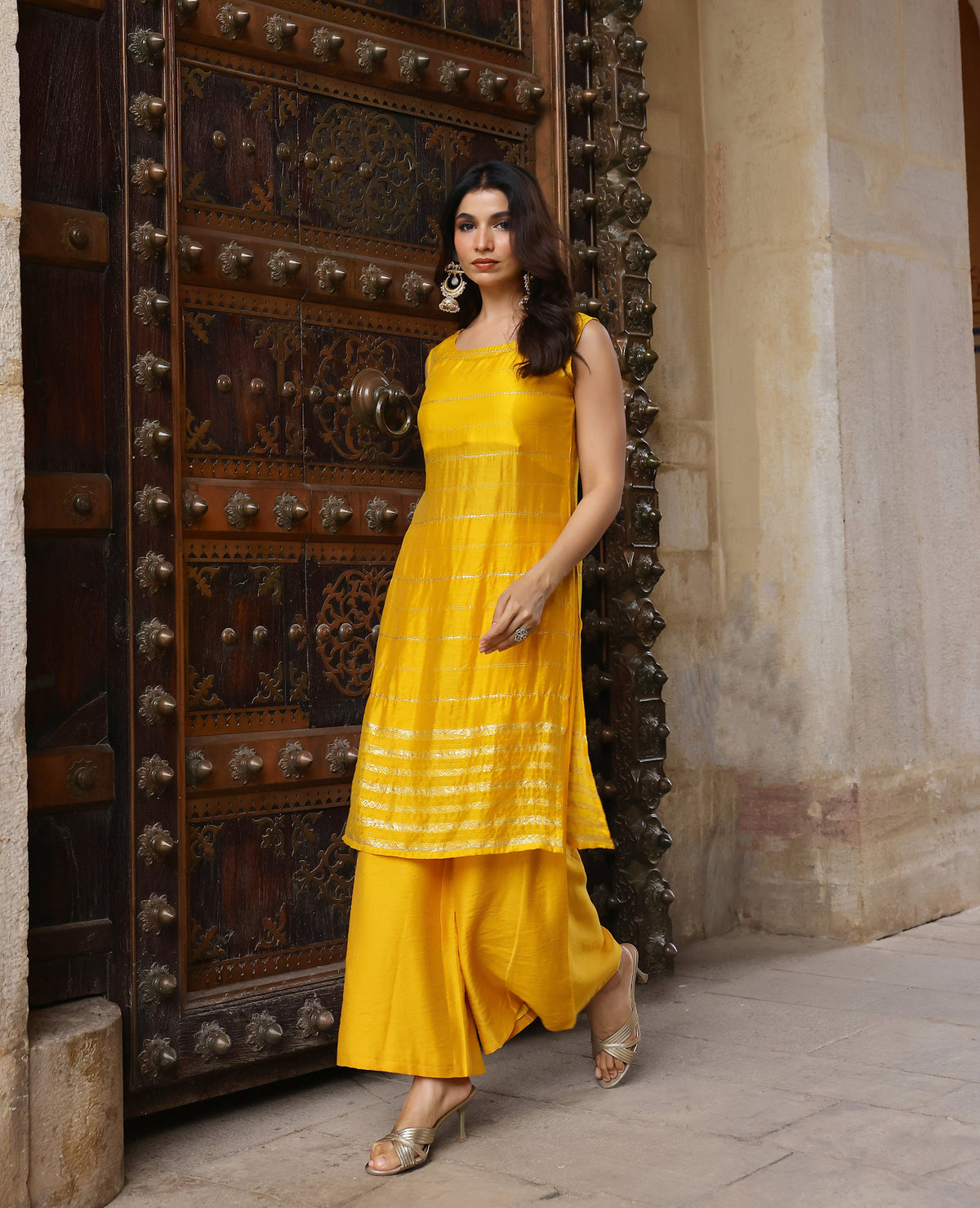 Raya Yellow Jacquard Coord Set