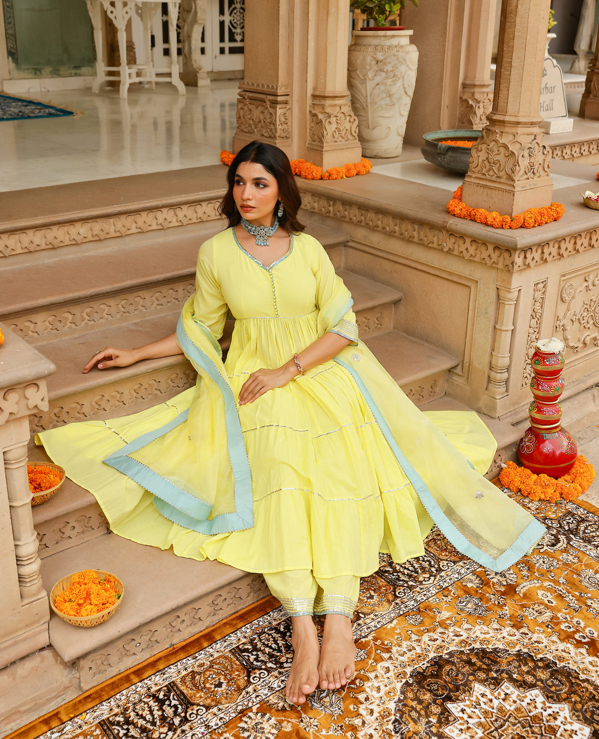 Butter Yellow Cotton Suit Set
