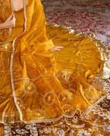 Madhavi Mustard Tissue Lehenga Set